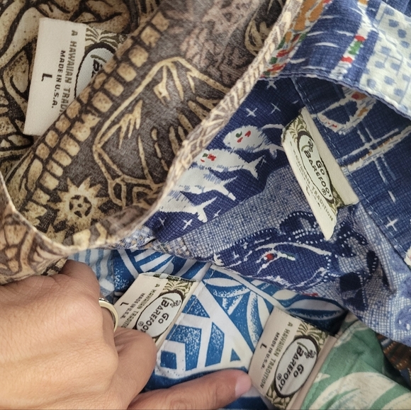 Go Barefoot 4 Large Hawaiian Button Short Sleeve Shirts Size Large - Picture 1 of 5